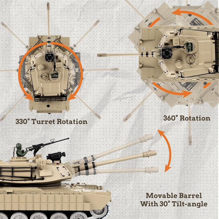 1:18 RC M1A2 Abrams Metal Battle Tank — Shoots BBs & Water | Smoke, Sound, Lights | 2.4GHz | Dual Batteries - Monsta Online