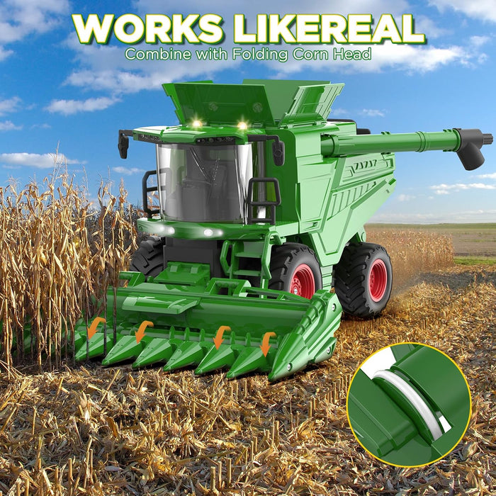 1:24 Scale RC Harvester Toys with 2 Harvesting Heads for Kids with Dual Batteries - Monsta Online