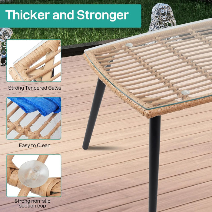 Modern 4 - Piece Rattan Table and Chair Patio Furniture Set for Relaxation - Monsta Online