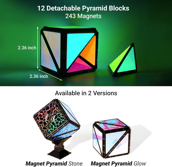 Monsta Magnet Pyramid Stones Set: 14pc Magnetic STEM Puzzle & Fidget Toy with 243 Rare Earth Magnets - Monsta Online