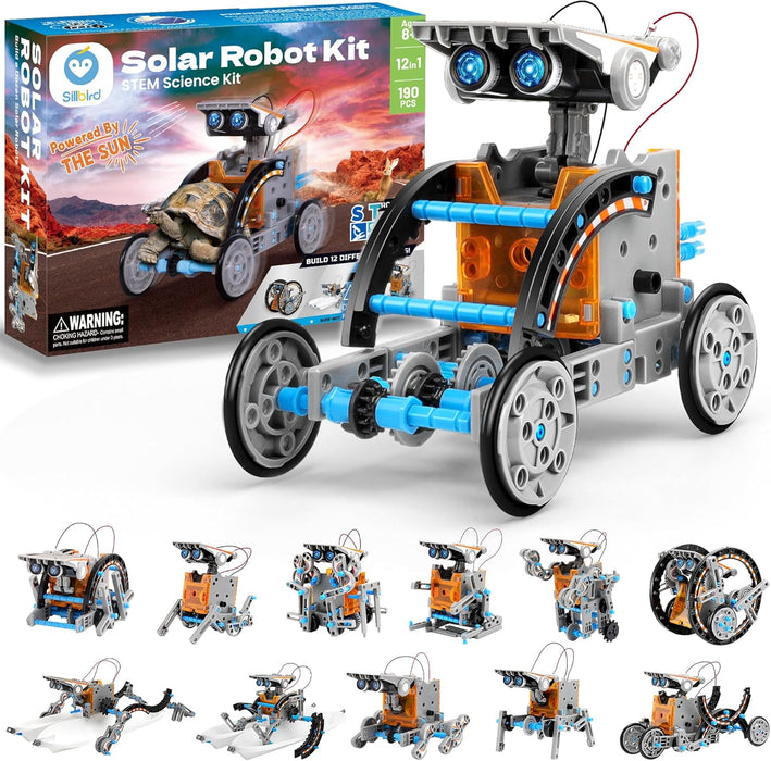 Monsta 12 - in - 1 Solar Robot Building Kit - STEM Educational Toy for Kids Age 8 - 12 - 190pc Screen - Free DIY Science Gift - Monsta Online