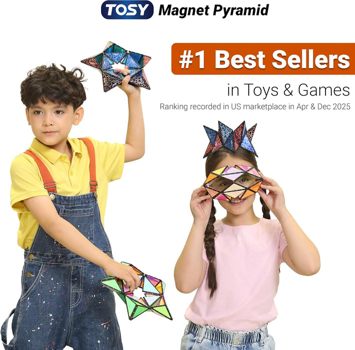Monsta Magnet Pyramid Stones Set: 14pc Magnetic STEM Puzzle & Fidget Toy with 243 Rare Earth Magnets - Monsta Online