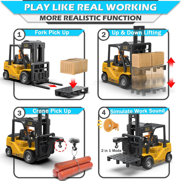 1:24 Scale RC Forklift Truck - 11 Channel Remote Control Toy with Lights, Spray for Kids & Adults with Dual Batteries - Monsta Online