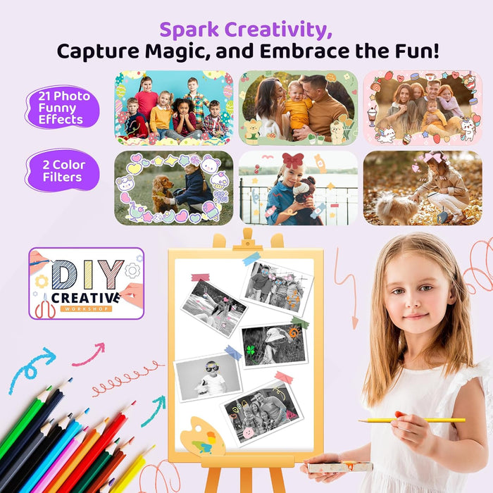 Fun Instant Camera for Kids with B&W Instant Printing and 1080P Video Recording - Monsta Online