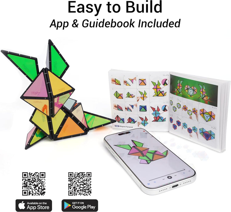 Monsta Magnet Pyramid Stones Set: 14pc Magnetic STEM Puzzle & Fidget Toy with 243 Rare Earth Magnets - Monsta Online