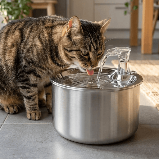 Stainless Steel Cat Water Fountain – Motion Sensor & 4 - Layer Filter for Cats & Dogs - Monsta Online