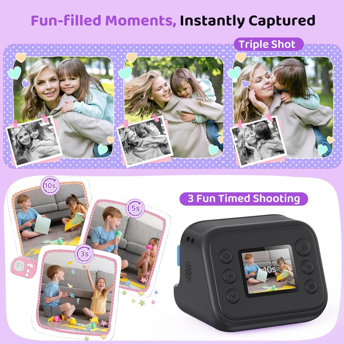 Fun Instant Camera for Kids with B&W Instant Printing and 1080P Video Recording - Monsta Online