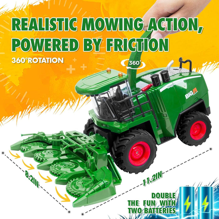 1:24 Scale RC Harvester Toys with 2 Harvesting Heads for Kids with Dual Batteries - Monsta Online