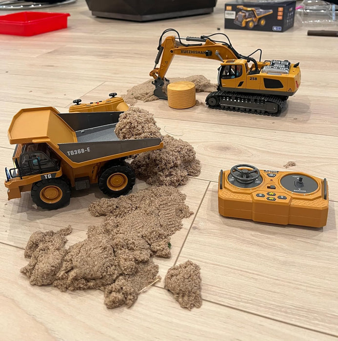 RC Excavator Toy 1:20 Scale for Kids Ages 3+ - Easy to Use, Dual Batteries, Lights & Sounds - Monsta Online