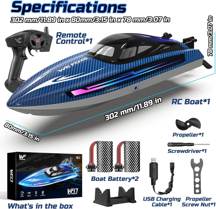 Fury: High Speed 15 MPH RC Speed Boat for Kids and Adults with Dual Batteries - Monsta Online