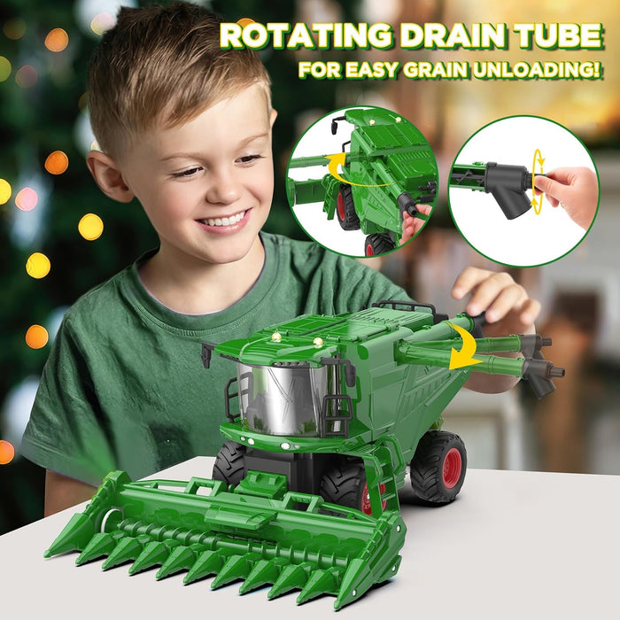 1:24 Scale RC Harvester Toys with 2 Harvesting Heads for Kids with Dual Batteries - Monsta Online