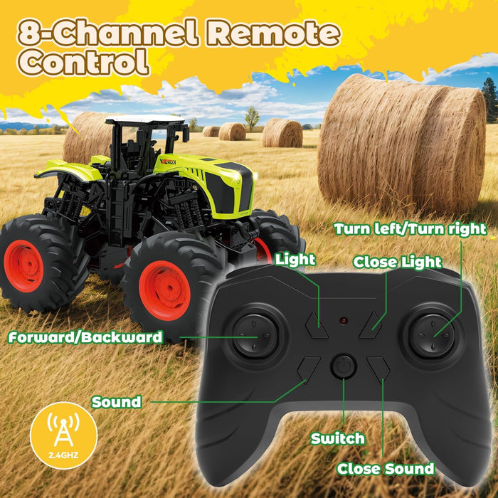 1:16 Remote Control Monster Truck Tractor Toy with Lights & Sound – 2.4GHz RC Farm Vehicle for Kids - Monsta Online
