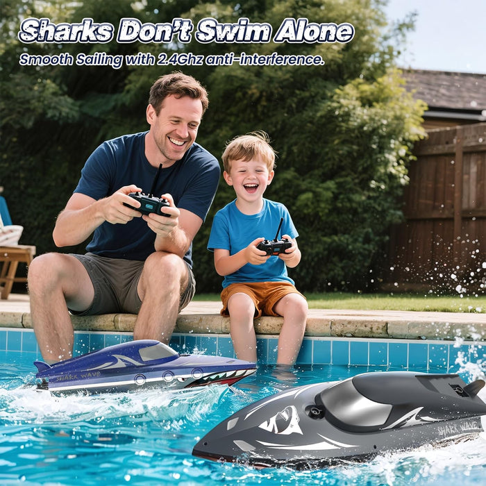 Shark Wave: High Speed RC Boat 2.4GHz Remote Control With Dual Batteries for Kids - Monsta Online