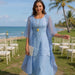 Women's Two - Piece Chiffon Dress Set – Elegant 3/4 Sleeve Patchwork Outfit - Monsta Online
