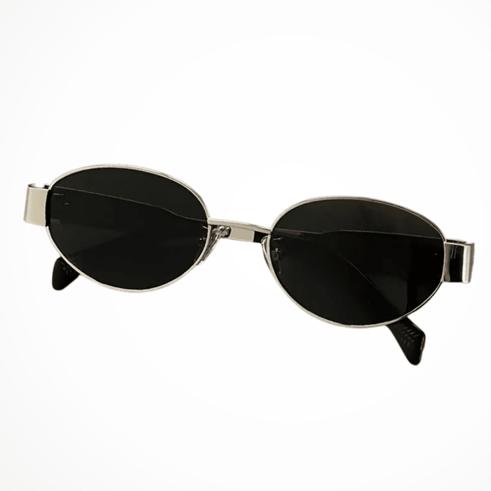 Clarabelle Oval Sunglasses – Women's Slim Metal Frame Dark Tinted Lens Sunglasses - Monsta Online