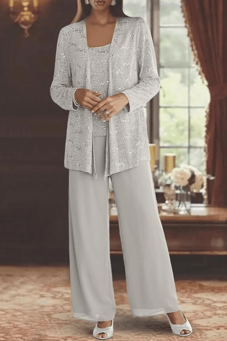 Miriam Sequin Lace Trouser Suit – Women's 3 - Piece Wide Leg Wedding Guest Suit - Monsta Online