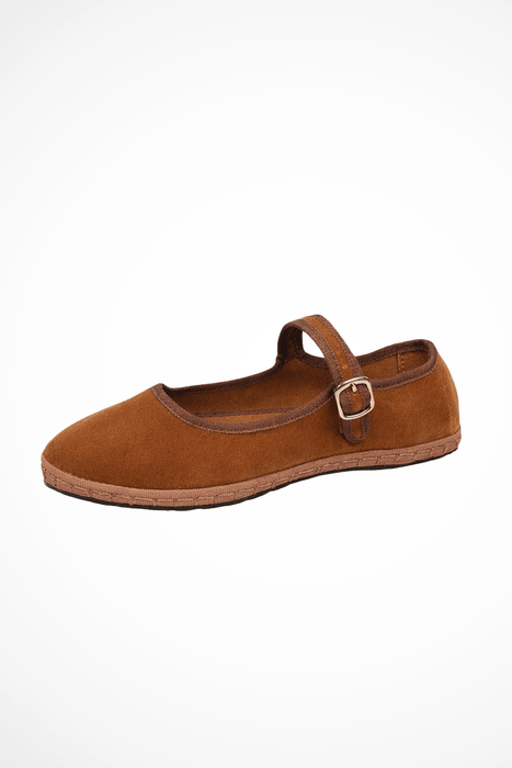 Emma Mary Jane Ballet Flats – Women's Round Toe Buckle Strap Suede Flat Shoes - Monsta Online