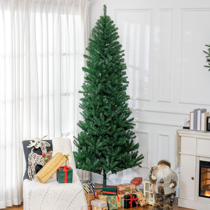 8FT Slim Pencil Artificial Christmas Tree — 1168 Tips, Unlit, Space - Saving, Green, Metal Base - Monsta Online