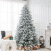 8FT Snow Flocked Artificial Christmas Tree — 2003 Tips, Unlit, Auto - Open Hinged, Full Shape, Metal Base - Monsta Online