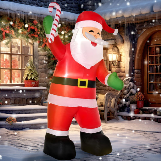 8FT Prelit Inflatable Santa Claus with Candy Cane and LED Lights - Outdoor Christmas Decoration - Monsta Online