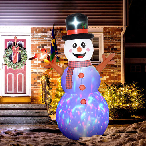 8FT Inflatable Snowman with Rotating LED Lights - Outdoor Christmas Decoration - Monsta Online