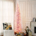8FT Pink Pre - Lit Pencil Artificial Christmas Tree — 300 Warm White LEDs, 618 Tips, Slim, Steel Base - Monsta Online