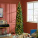 8FT Pencil Pre - Lit Artificial Christmas Tree — 300 Warm White LEDs, 618 Tips, Slim, Green - Monsta Online