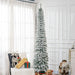 8FT Snow Flocked Pencil Artificial Christmas Tree — 603 Tips, Unlit, Slim Space - Saving, Metal Base - Monsta Online
