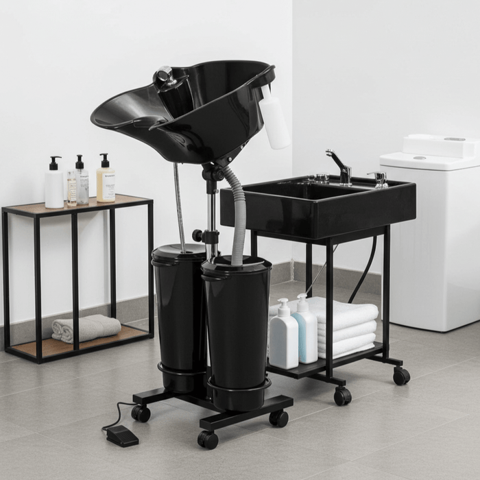 Portable Salon Shampoo Bowl with Electric Pump and Dual Spray Heads - Monsta Online