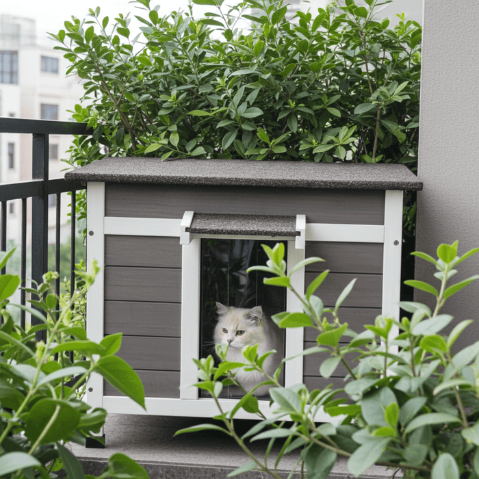 Premium Wooden Outdoor Cat House with Protective Openable Roof and Cozy Window - Monsta Online