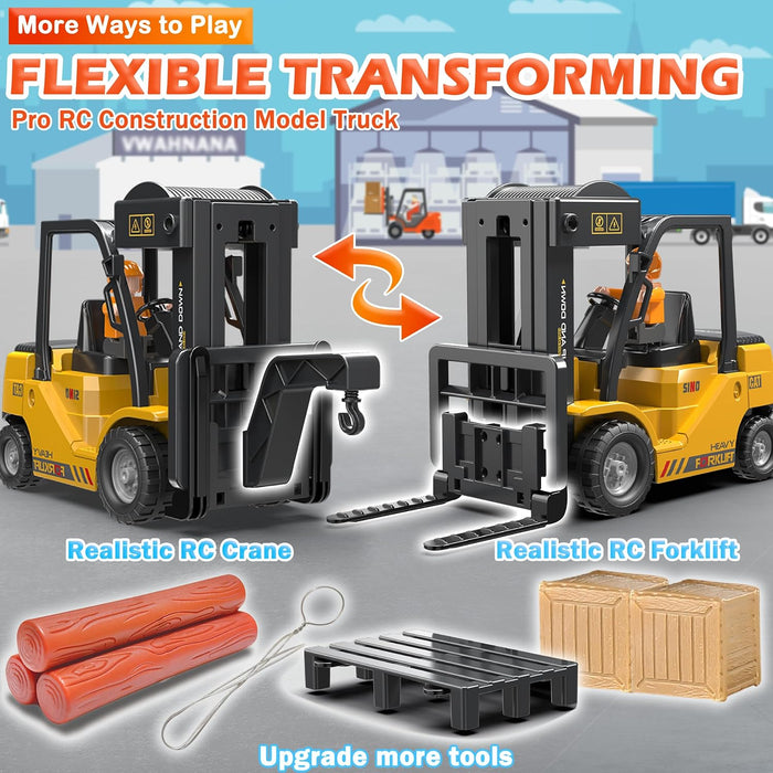 1:24 Scale RC Forklift Truck - 11 Channel Remote Control Toy with Lights, Spray for Kids & Adults with Dual Batteries - Monsta Online