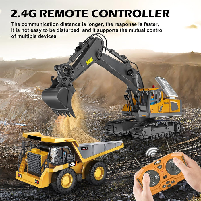 Ultimate 4 - in - 1 Metal RC Construction Fleet - Excavator, Truck, Dozer & Loader - 2.4GHz Remote Control Toy for Kids - Monsta Online