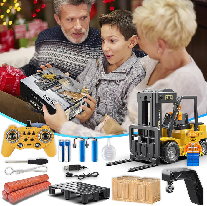 1:24 Scale RC Forklift Truck - 11 Channel Remote Control Toy with Lights, Spray for Kids & Adults with Dual Batteries - Monsta Online