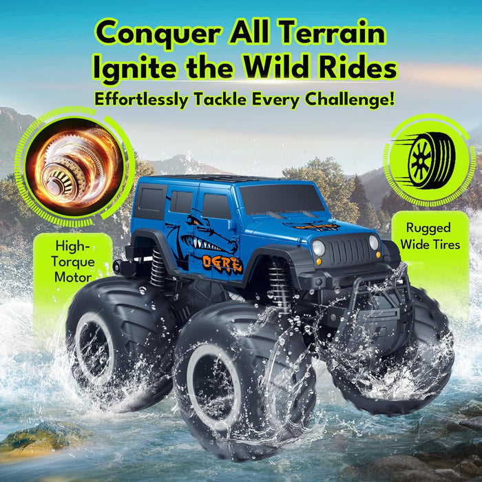 1:16 Scale Amphibious Remote Control Big Wheel Monster Truck Toys 4WD All Terrain Off - Road Pickup Toy Kids - Monsta Online