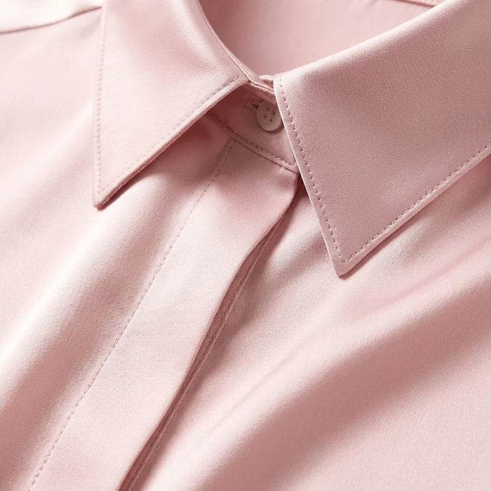 Women's Elegant Silk Blouse – Classic Collar, Timeless Style for Office & Occasions - Monsta Online