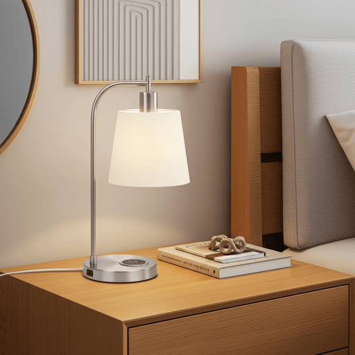 Elegant 20" Bedside Table Lamp with Wireless Charging and USB Port - Monsta Online