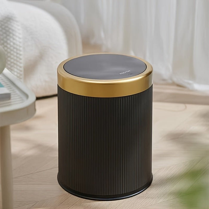Oval Press - Top Trash Can – Luxury Gold - Accent Waste Bin with Dual Inner Buckets & Odour Seal - Monsta Online
