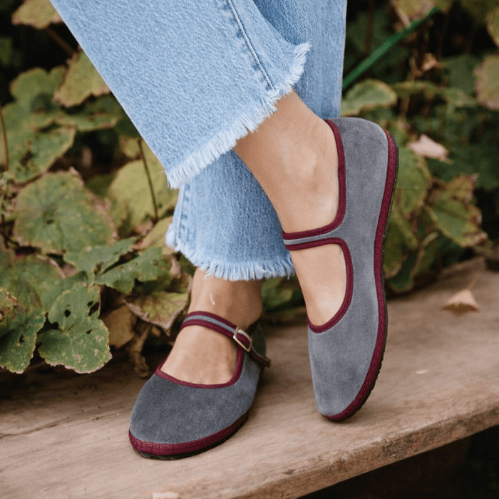 Emma Mary Jane Ballet Flats – Women's Round Toe Buckle Strap Suede Flat Shoes - Monsta Online