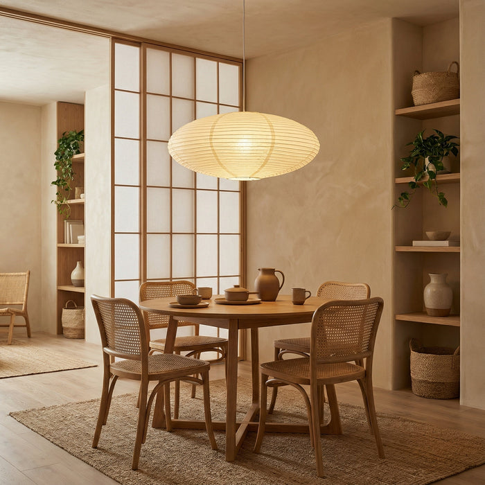 Wabi Paper Pendant Light – Handcrafted Cotton Paper Shade for Dining Rooms & Bedrooms - Monsta Online