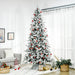9FT Flocked Artificial Christmas Tree — 2068 Downswept Cedar Tips, Snow, Unlit, Auto - Open, Steel Base - Monsta Online
