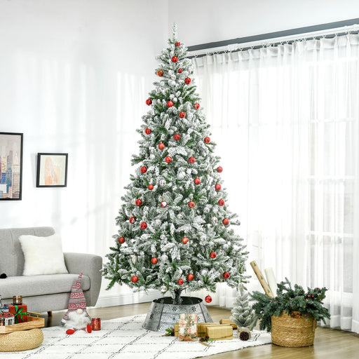 9FT Flocked Artificial Christmas Tree — 1890 Snow Tips, Unlit, Auto - Open, Full Shape, Steel Base - Monsta Online
