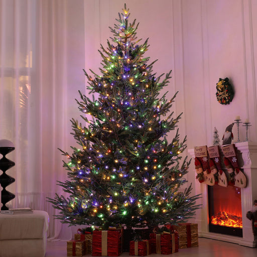 9FT Pre - Lit Artificial Christmas Tree — 300 Dual - Color LED Lights, 1939 Tips, Remote, 11 Modes, Metal Base - Monsta Online