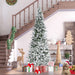 9FT Flocked Artificial Christmas Tree — 1159 Snow Pine Tips, Unlit, Auto - Open, Realistic, Metal Base - Monsta Online