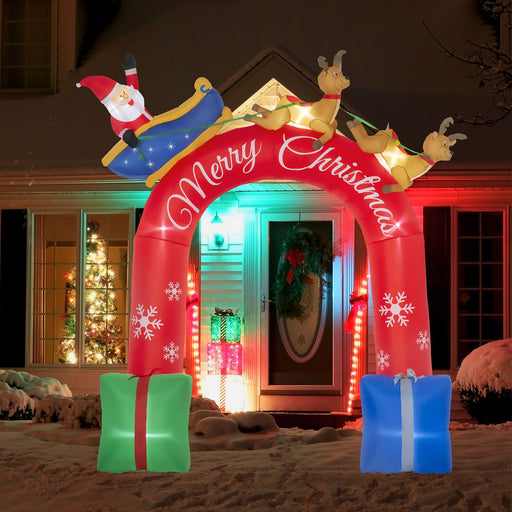 9FT Prelit Inflatable Christmas Arch with Santa Claus Riding Sleigh and LED Lights - Outdoor Decoration - Monsta Online
