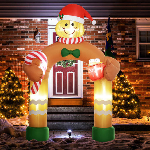 9FT Prelit Inflatable Gingerbread Man Arch with LED Lights - Outdoor Christmas Decoration - Monsta Online