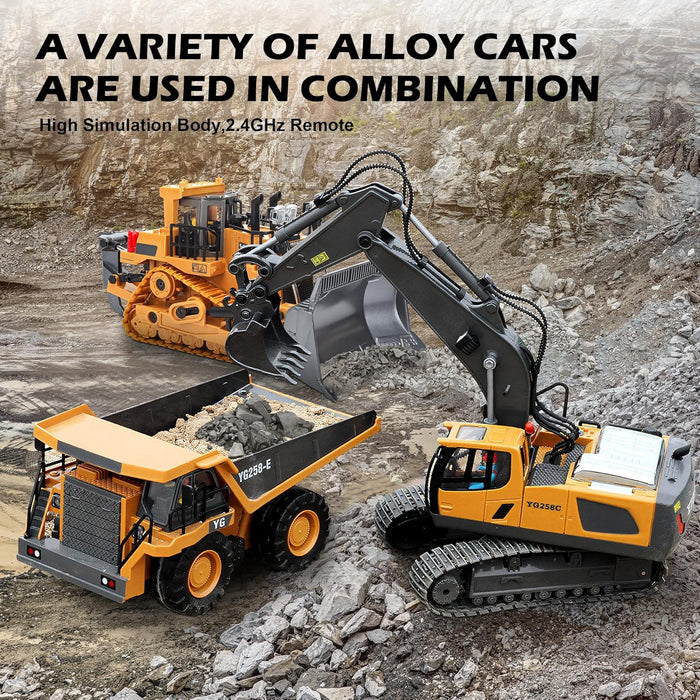 Ultimate 4 - in - 1 Metal RC Construction Fleet - Excavator, Truck, Dozer & Loader - 2.4GHz Remote Control Toy for Kids - Monsta Online