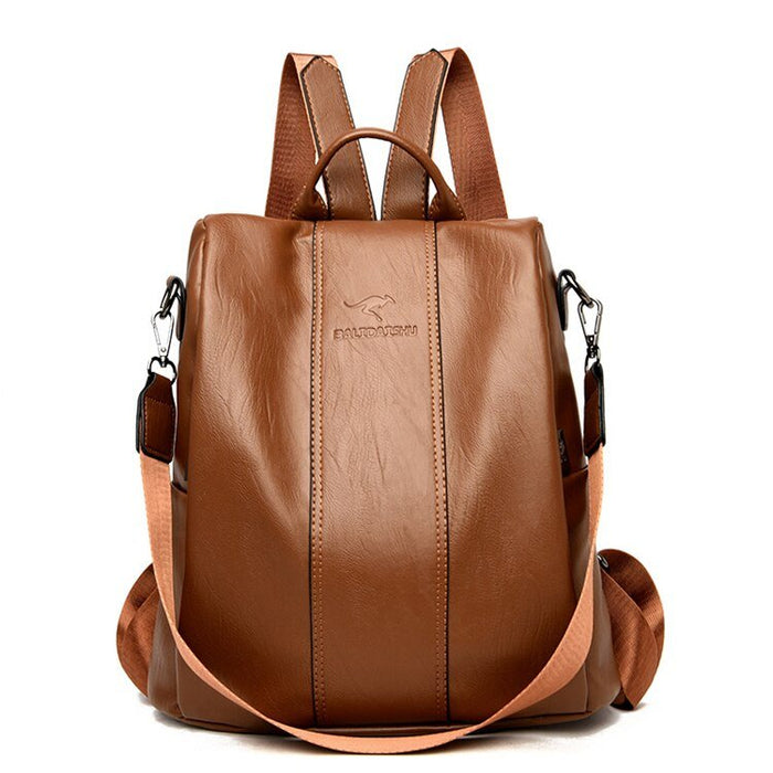 Women's Vintage Leather Anti - Theft Backpack – Stylish, Secure & Convertible - Monsta Online