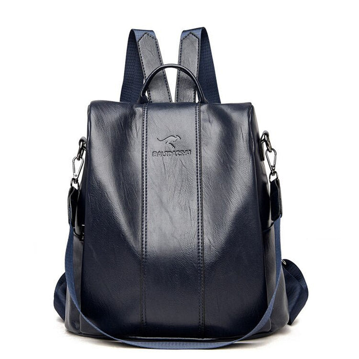 Women's Vintage Leather Anti - Theft Backpack – Stylish, Secure & Convertible - Monsta Online