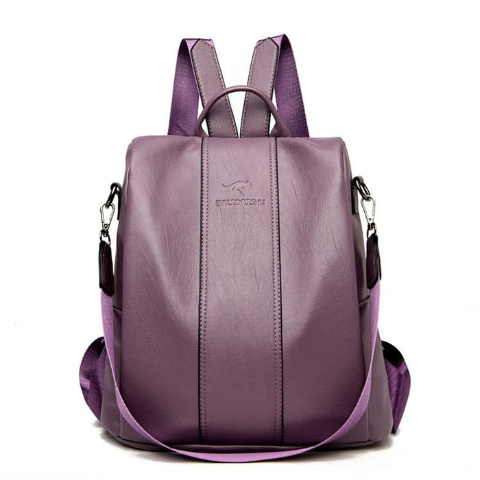 Women's Vintage Leather Anti - Theft Backpack – Stylish, Secure & Convertible - Monsta Online