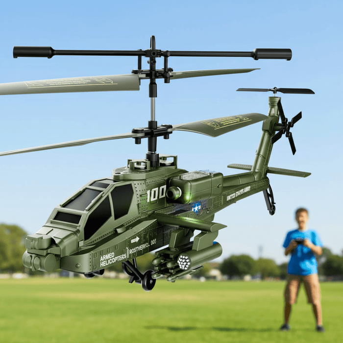 Apache Battle RC Helicopter with Altitude Hold & Gyro – Dual Battery Remote Control Helicopter for Kids & Adults - Monsta Online